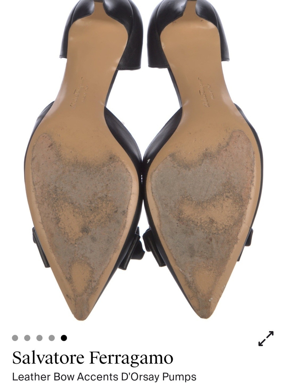 Salvatore Ferragamo Black Leather D'Orsay Pumps with Bow Accent - Picture 4 of 4